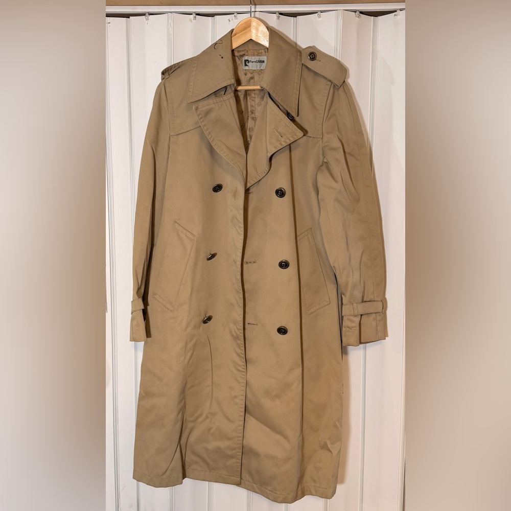 Pierre Cardin Khaki Double-Breasted Trench Coat